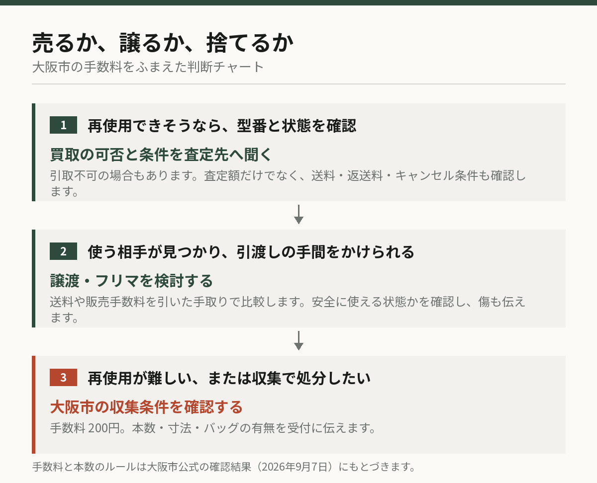 大阪市で売る・譲る・捨てるを選ぶ判断チャート