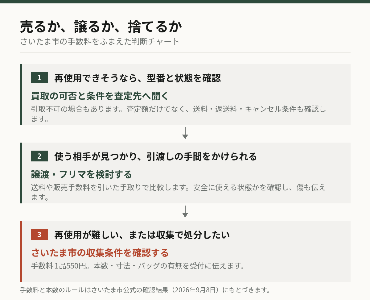 さいたま市で売る・譲る・捨てるを選ぶ判断チャート